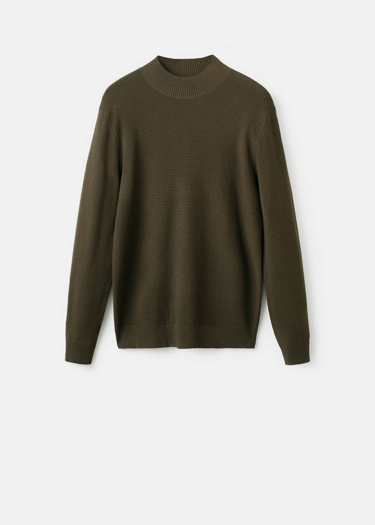 Structured perkins-neck sweater — Dark Green