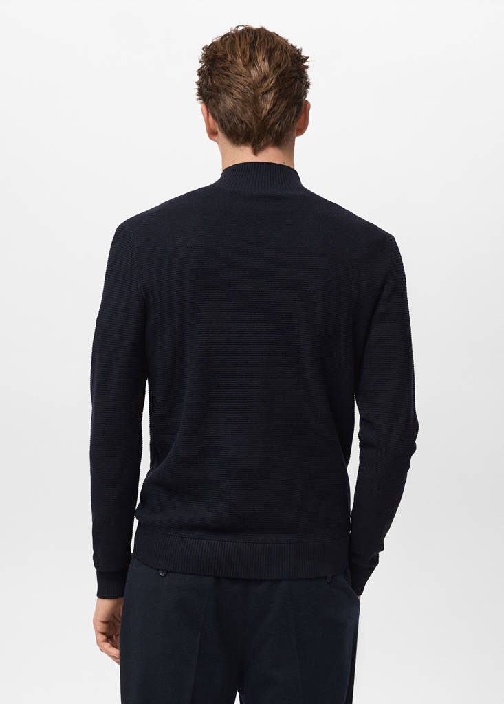 Structured perkins-neck sweater — Navy