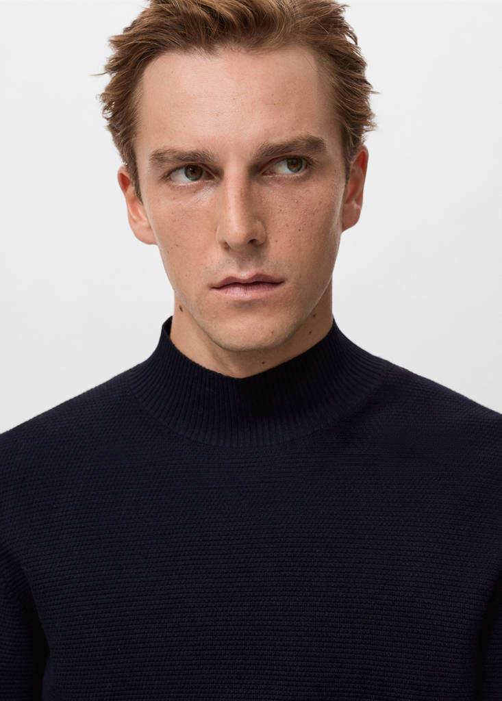 Structured perkins-neck sweater — Navy