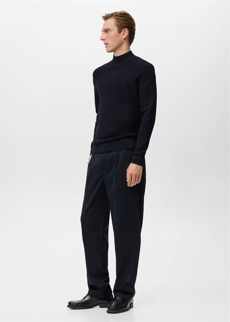 Structured perkins-neck sweater — Navy