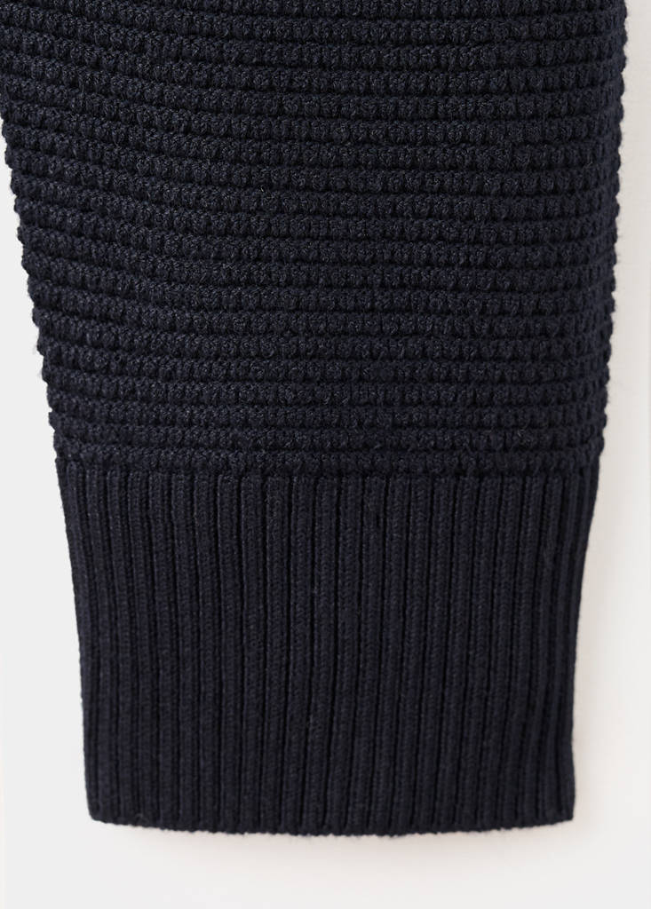 Structured perkins-neck sweater — Navy