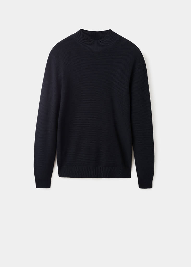 Structured perkins-neck sweater — Navy