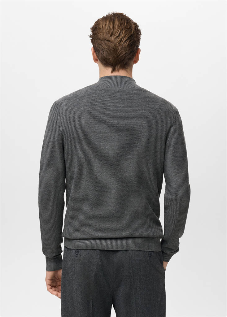 Structured perkins-neck sweater — Dark Heather Grey
