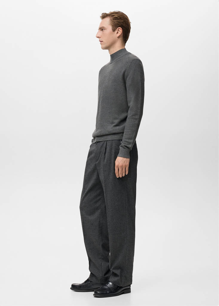 Structured perkins-neck sweater — Dark Heather Grey