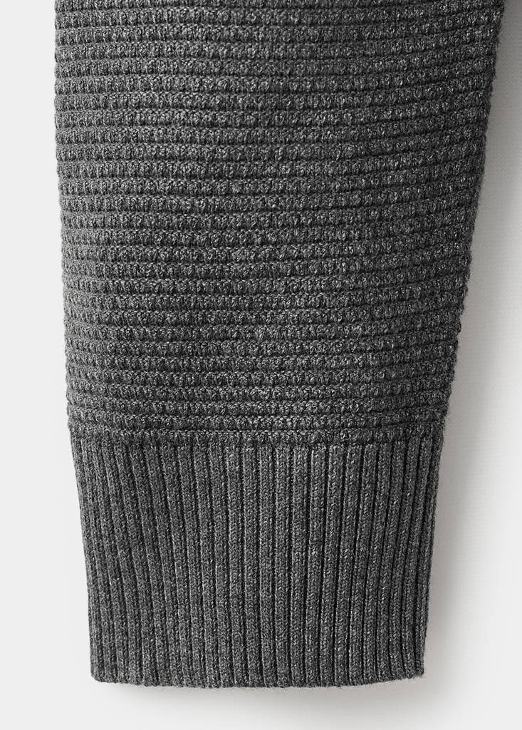 Structured perkins-neck sweater — Dark Heather Grey