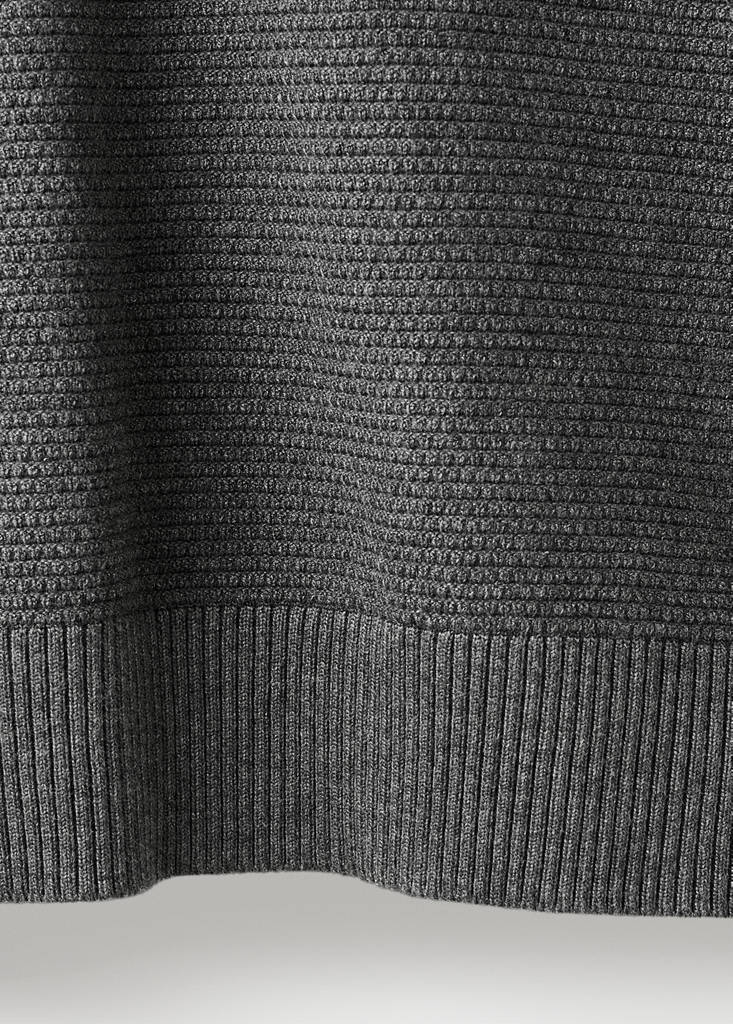 Structured perkins-neck sweater — Dark Heather Grey