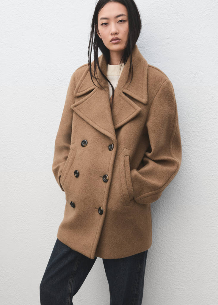 Manteco wool double-breasted coat — Medium Brown