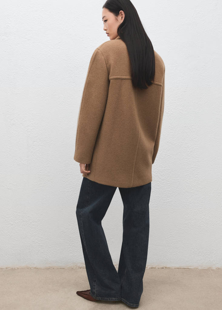 Manteco wool double-breasted coat — Medium Brown