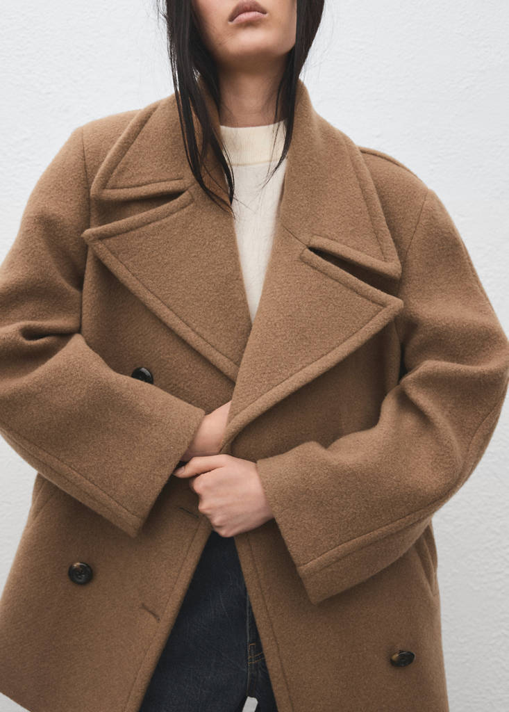 Manteco wool double-breasted coat — Medium Brown