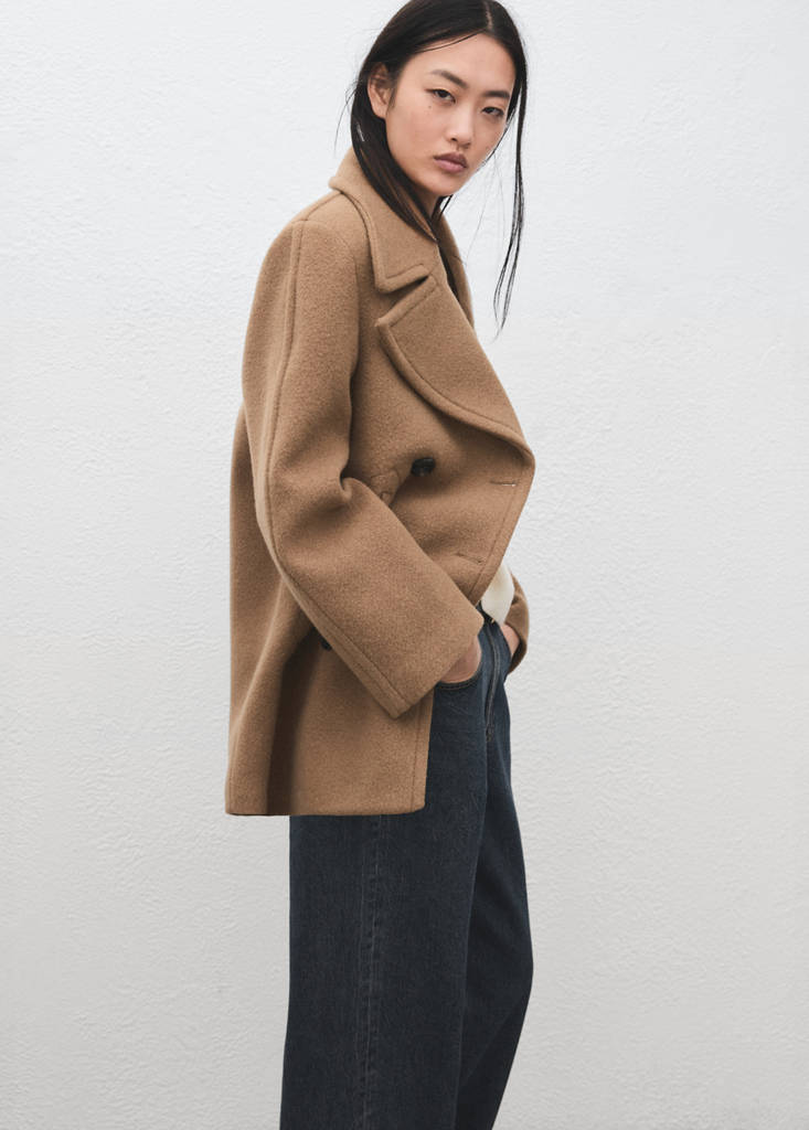 Manteco wool double-breasted coat — Medium Brown