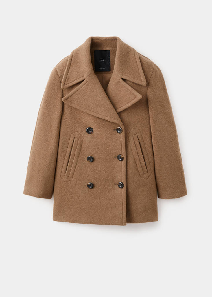 Manteco wool double-breasted coat — Medium Brown