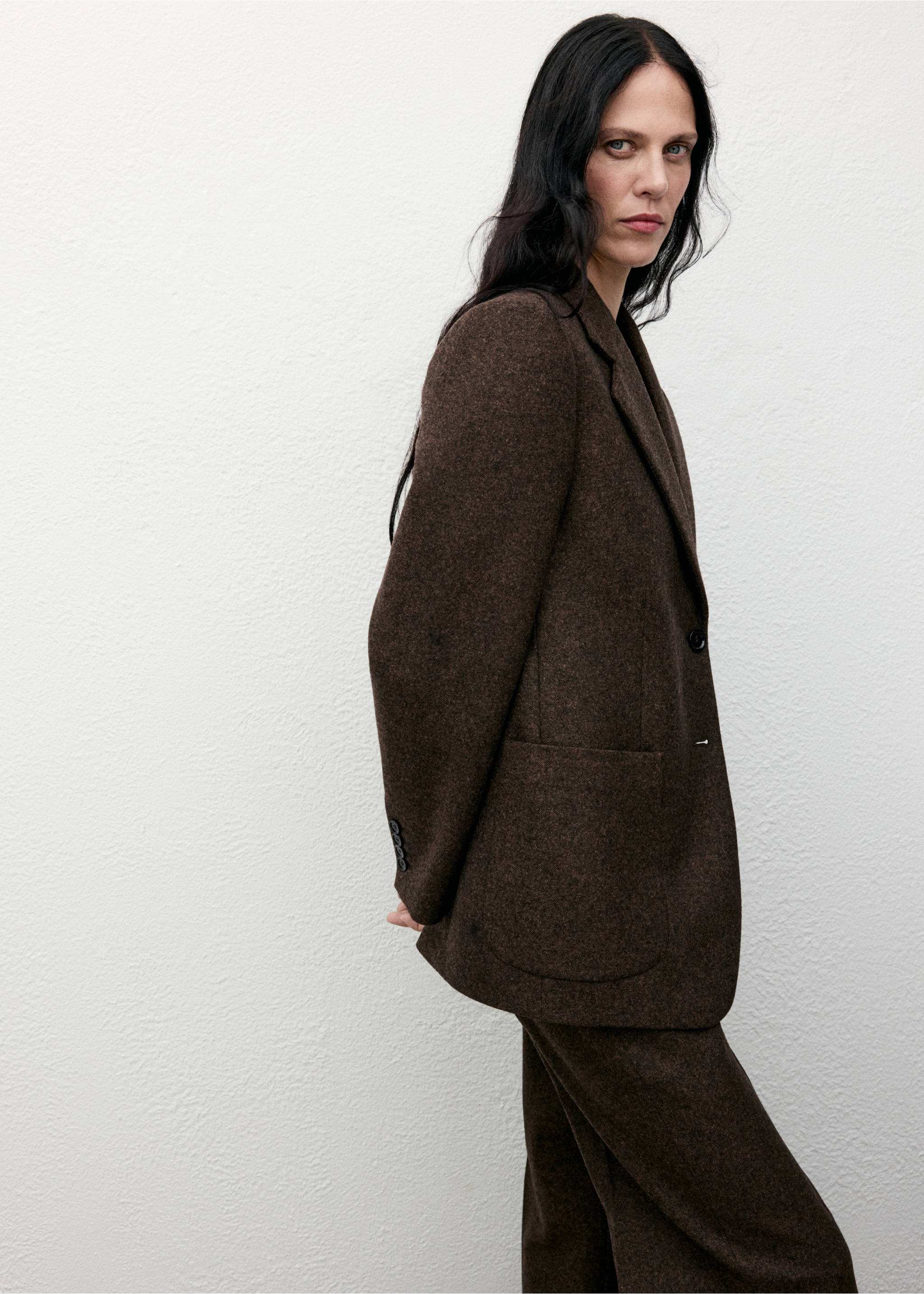 Speckled wool trousers - Details of the article 1, Brown. Ref: 17017914-00.