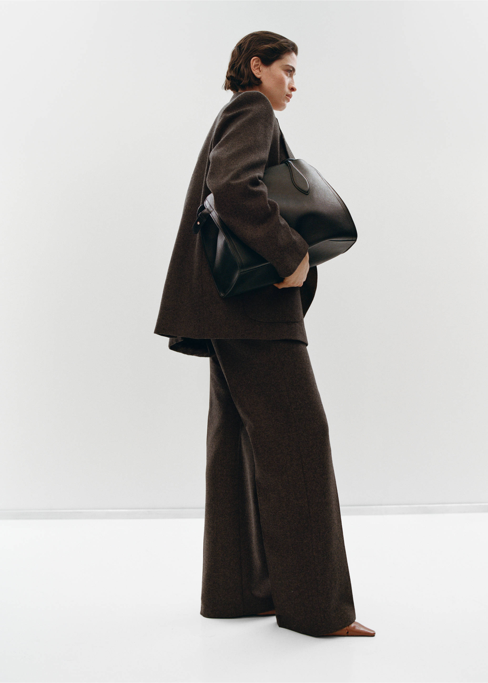Speckled wool trousers - Details of the article 3, Brown. Ref: 17017914-00.