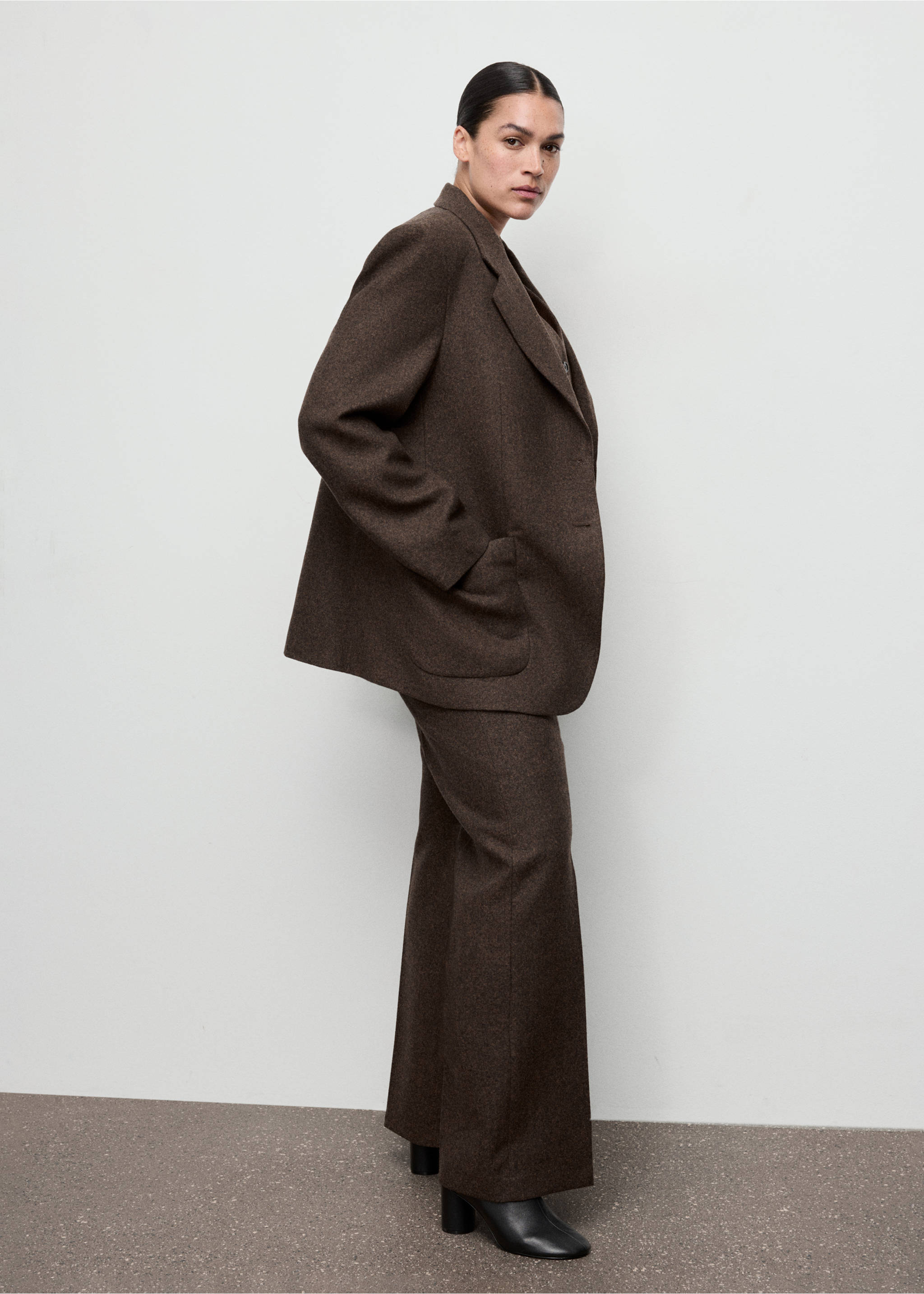 Speckled wool trousers - Details of the article 3, Brown. Ref: 17017914-00.