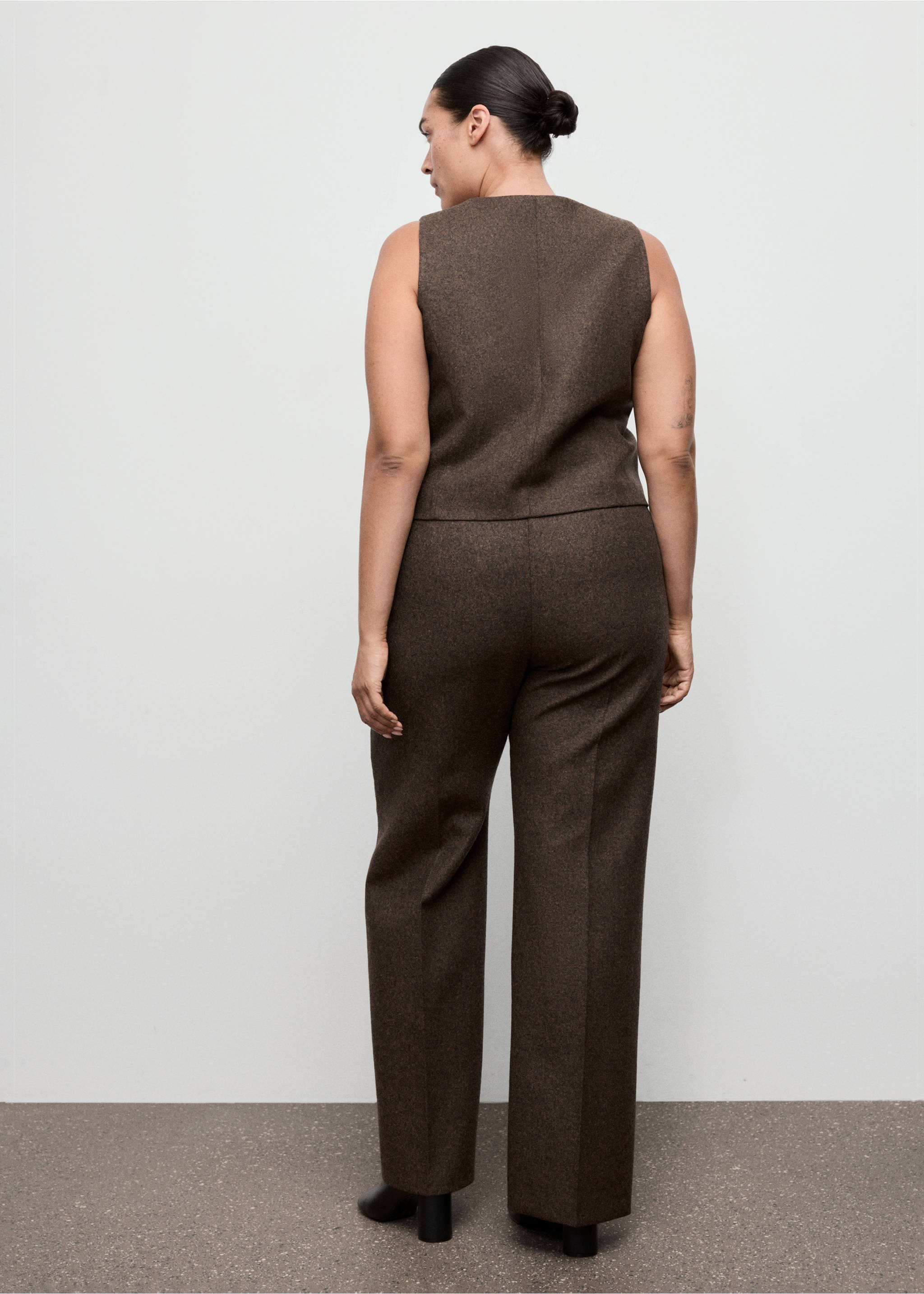 Speckled wool trousers - Details of the article 4, Brown. Ref: 17017914-00.