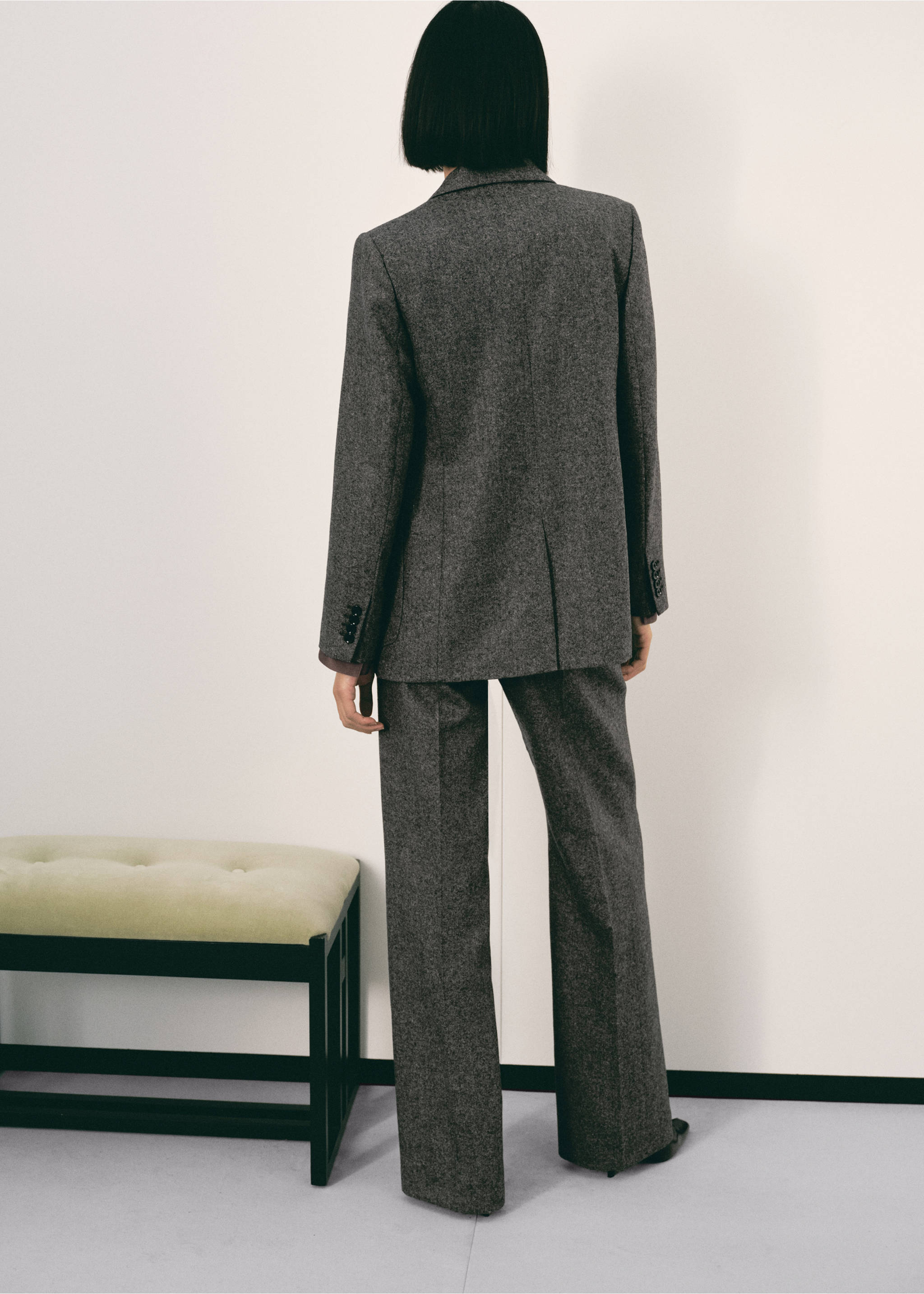 Speckled wool trousers - Reverse of the article, Grey. Ref: 17017914-00.