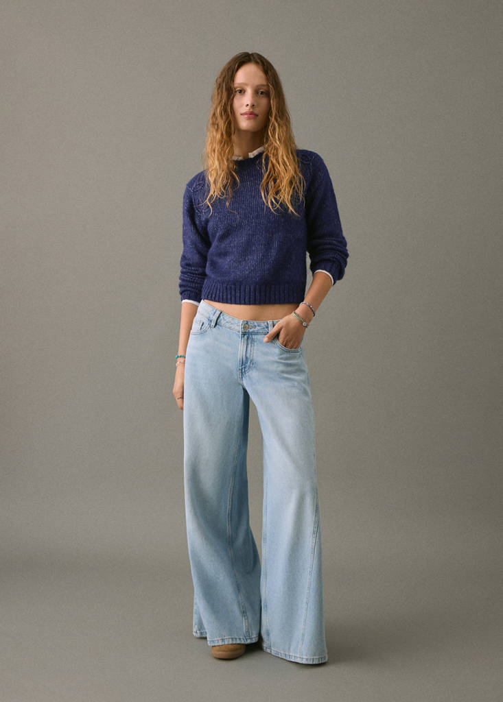 Knit embroidered sweater — Blue