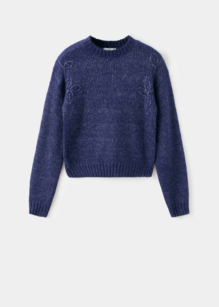 Knit embroidered sweater — Blue