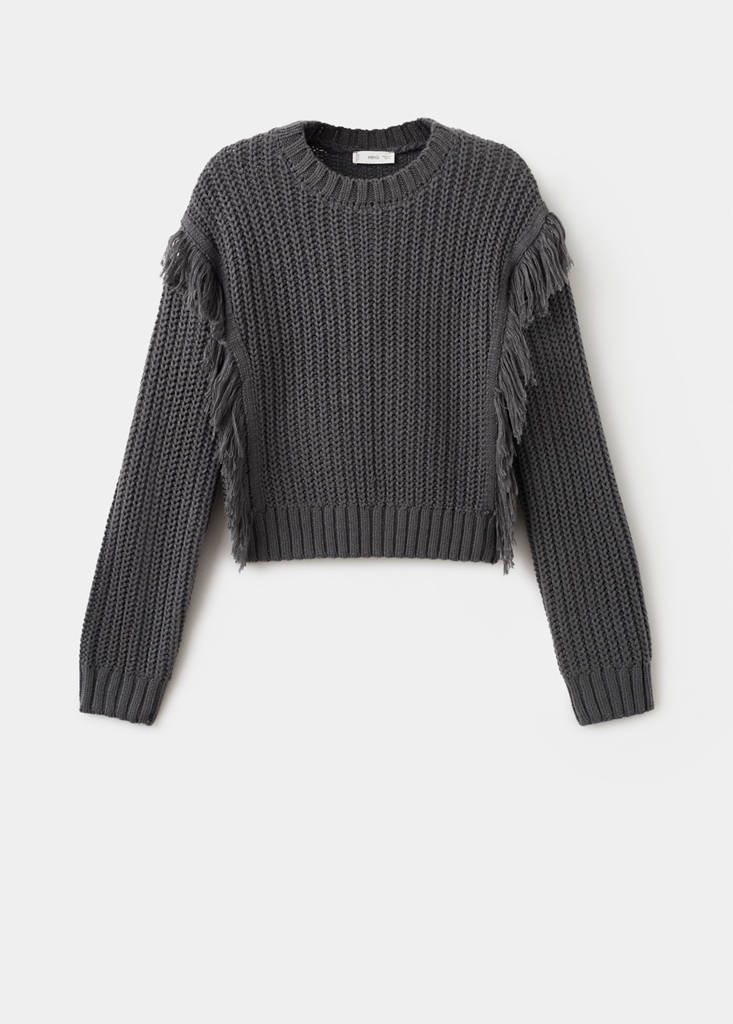 Fringes knit sweater — Charcoal