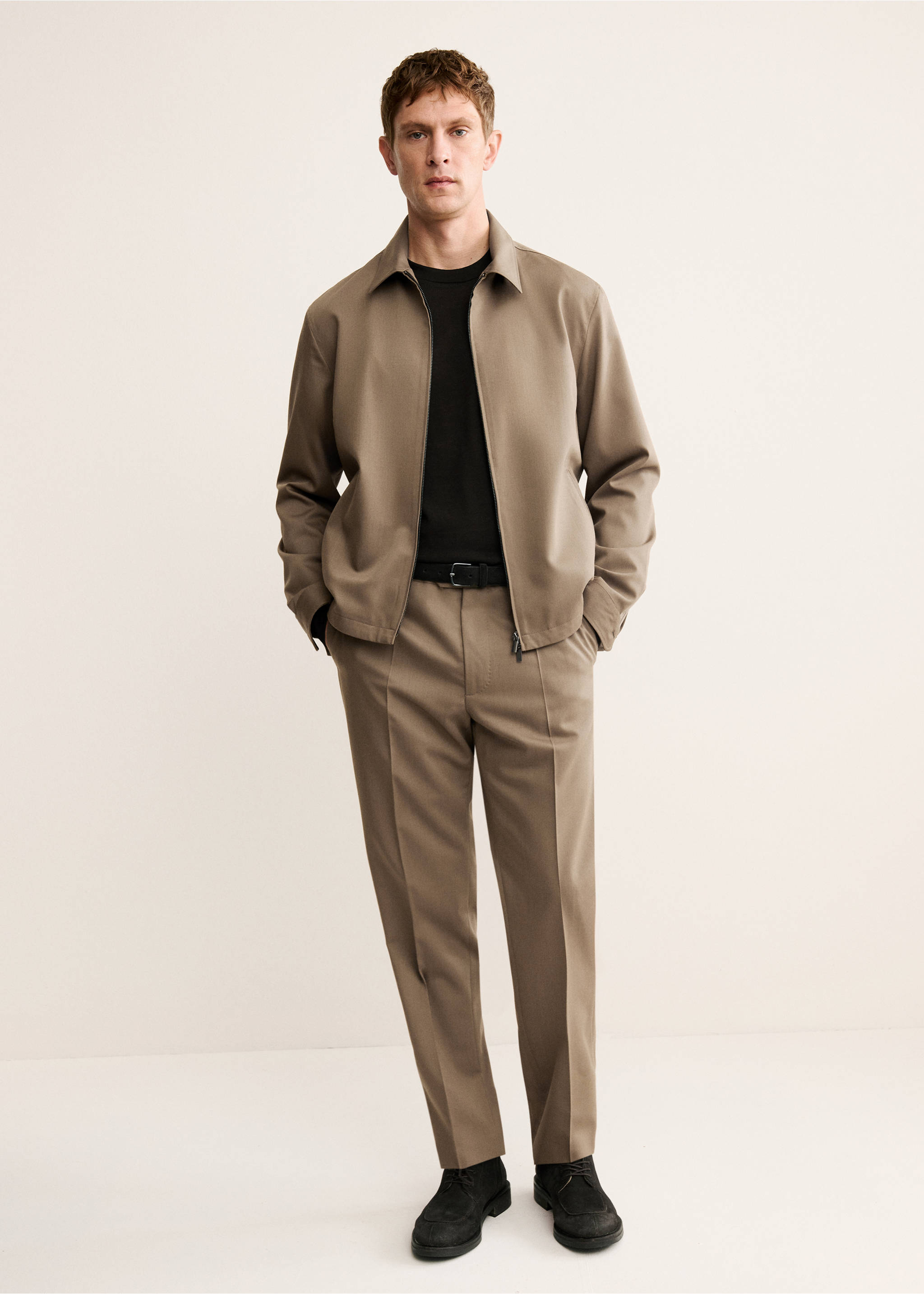 100% virgin wool regular fit trousers - General plane, Caramel. Ref: 17018273-00.