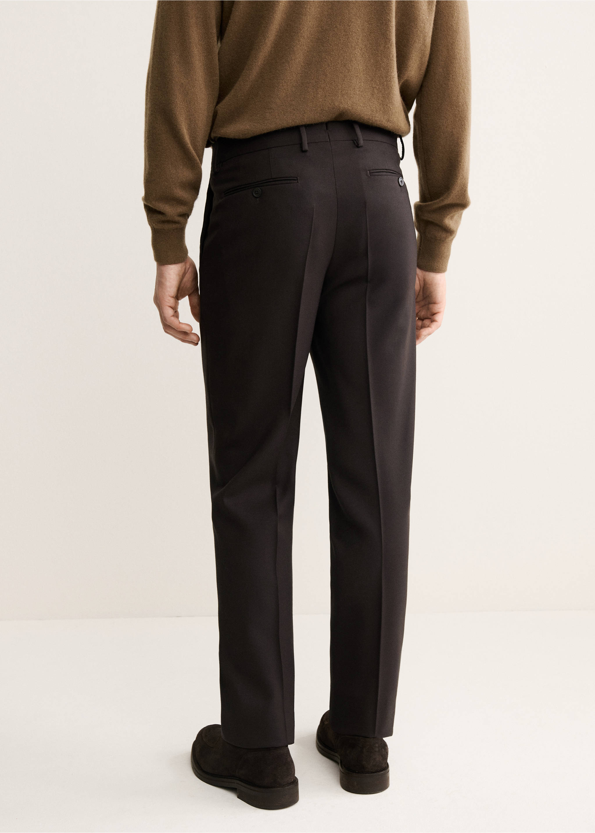 100% Italian wool smart pants - Reverse of the article, Brown. Ref: 17018274-00.