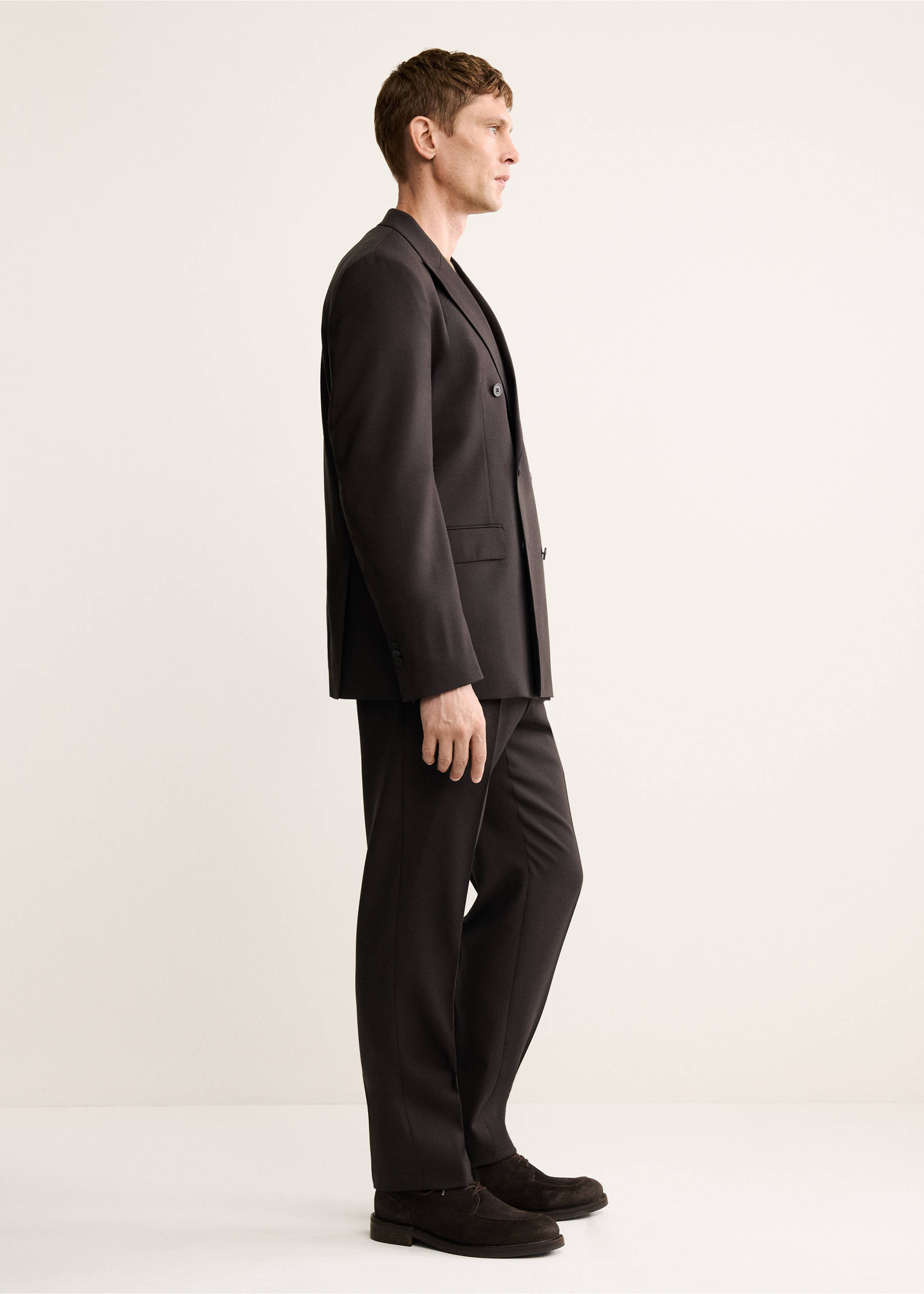 100% Italian wool smart pants - Details of the article 2, Brown. Ref: 17018274-00.