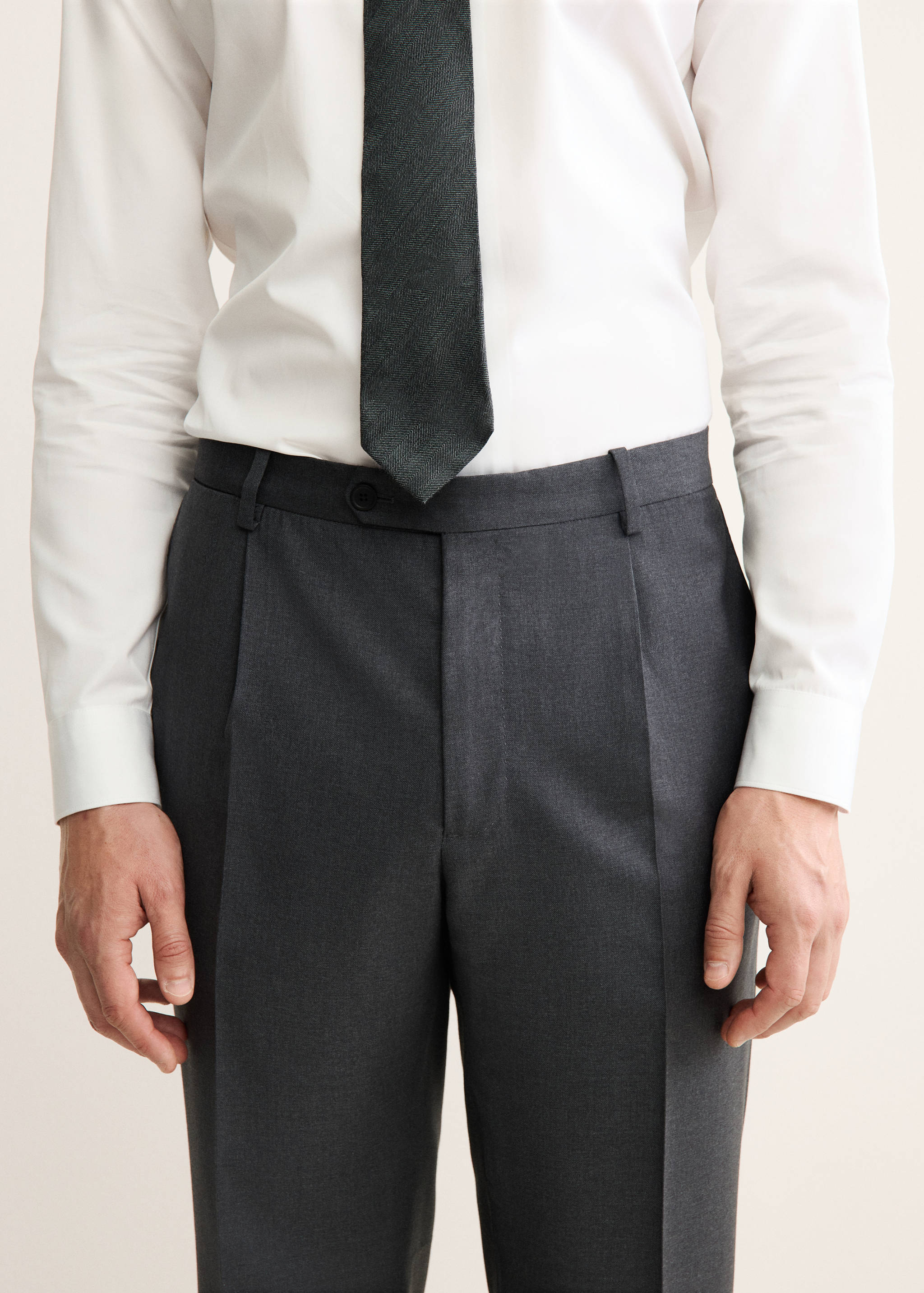 100% Italian virgin wool flannel suit trousers - Details of the article 1