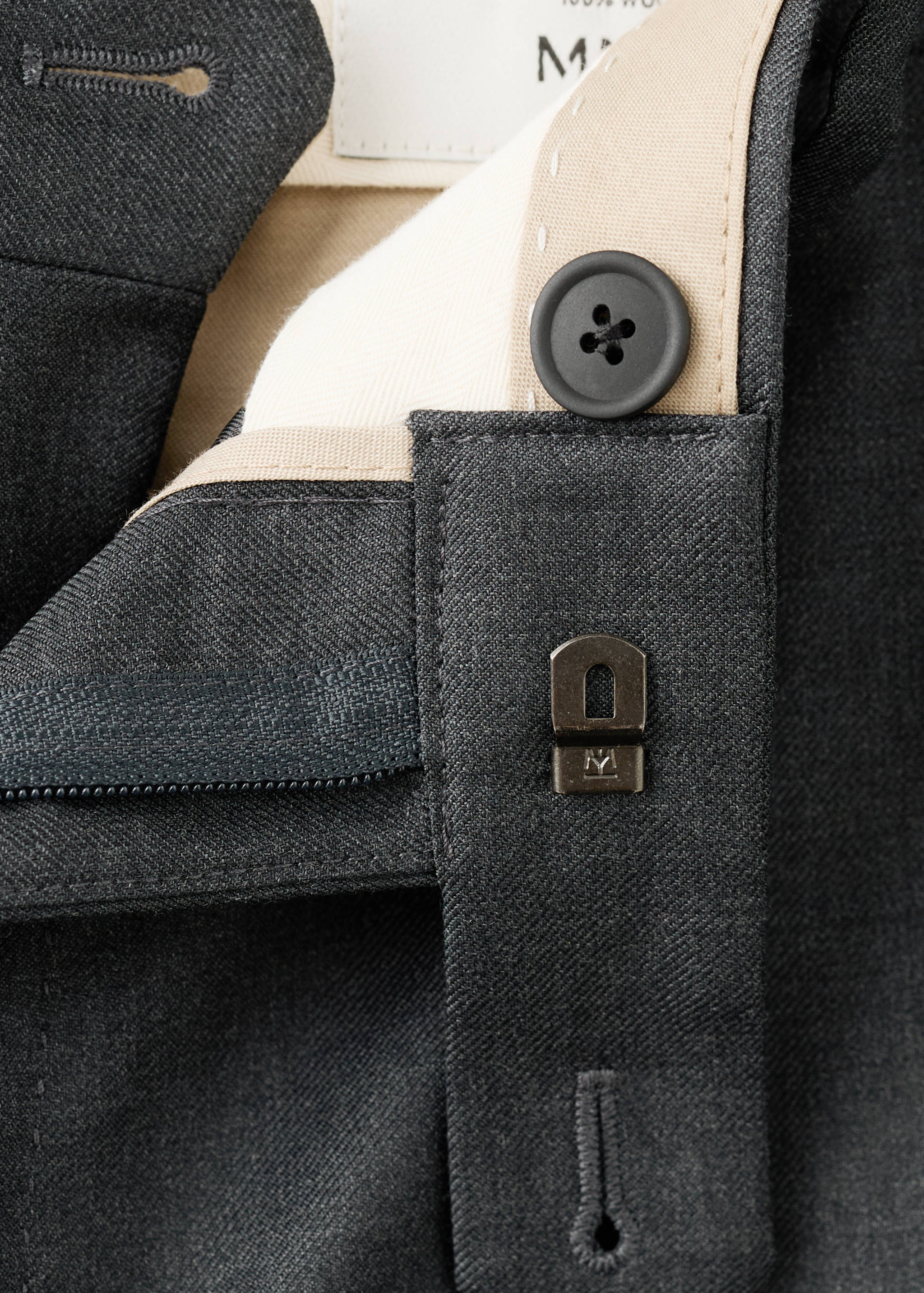 100% Italian virgin wool flannel suit trousers - Details of the article 0