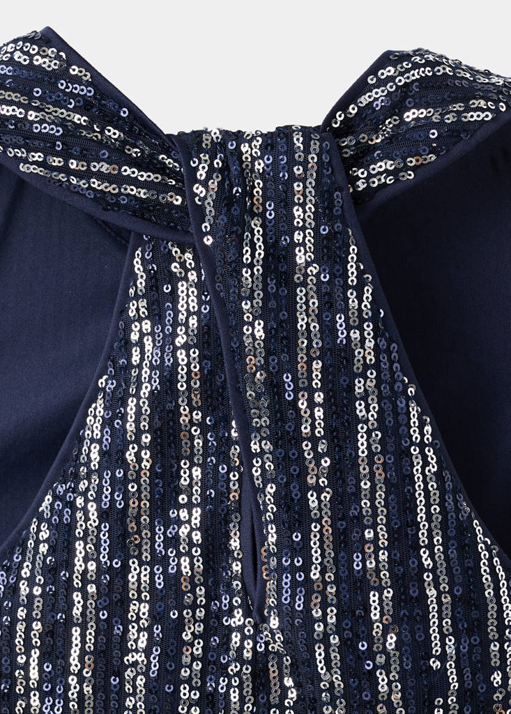 Multicolour striped sequins top — Blue