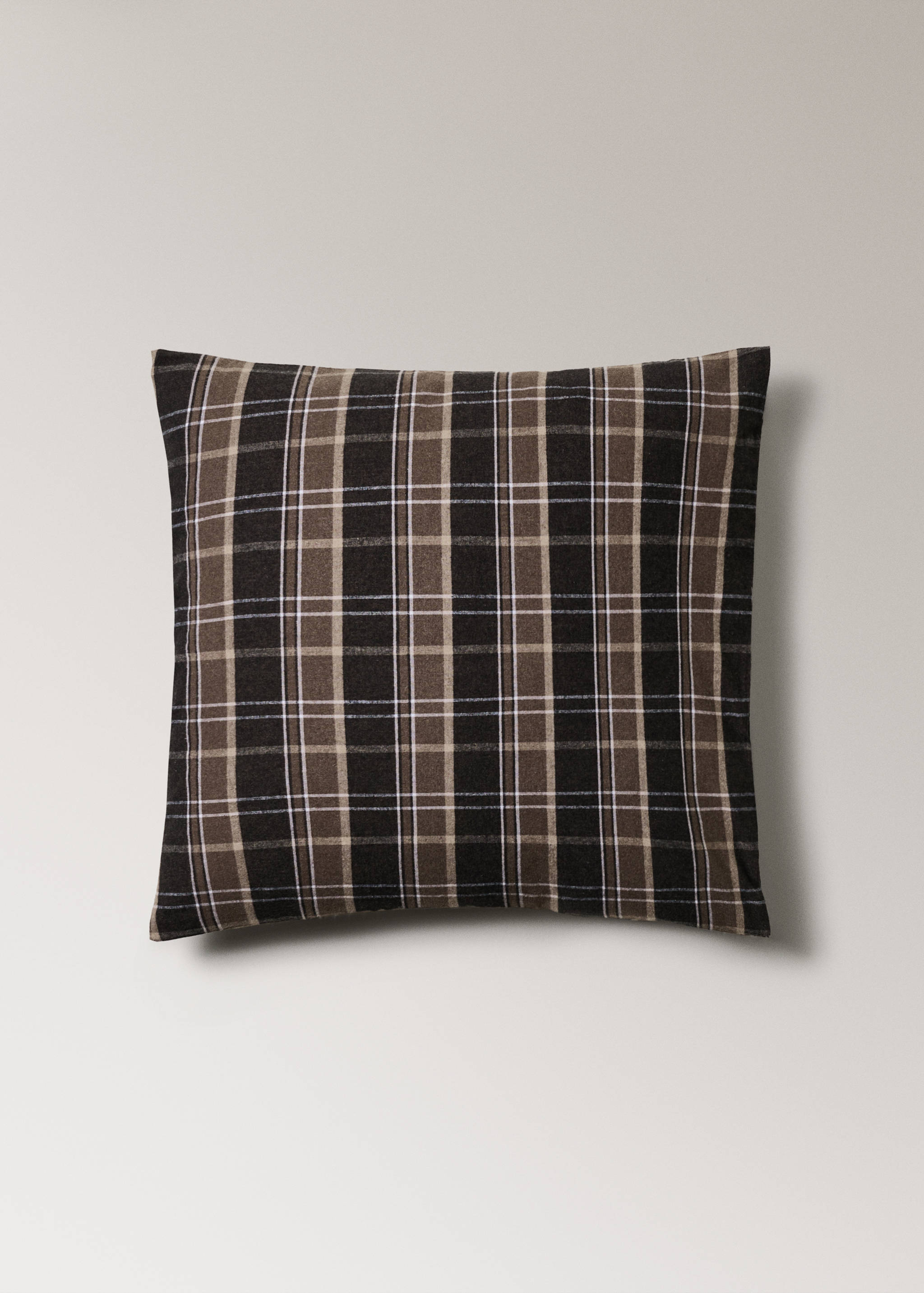 Flannel cotton melange-yarn pillowcase with check pattern 60x60 cm - Article without model