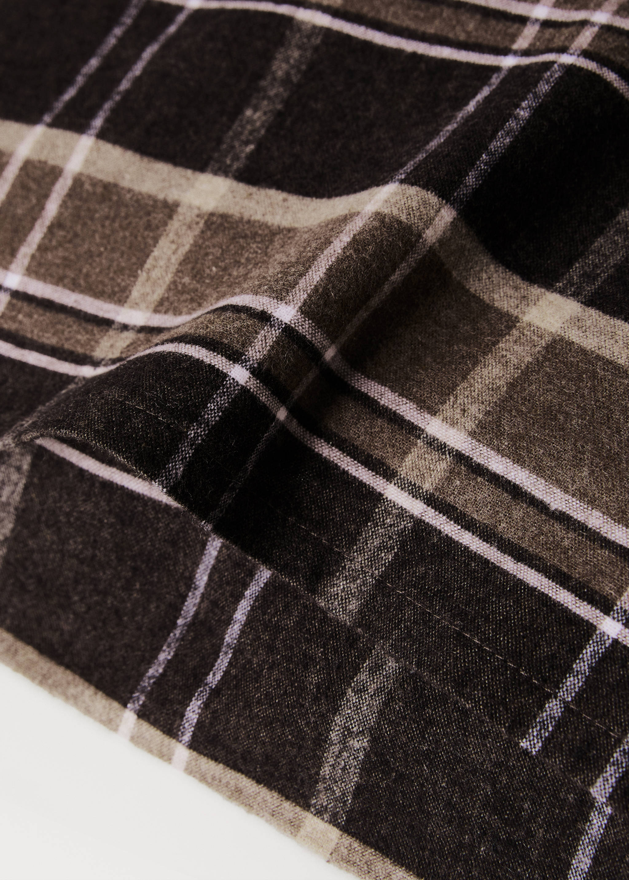 Flannel cotton melange-yarn pillowcase with check pattern 60x60 cm - Details of the article 3