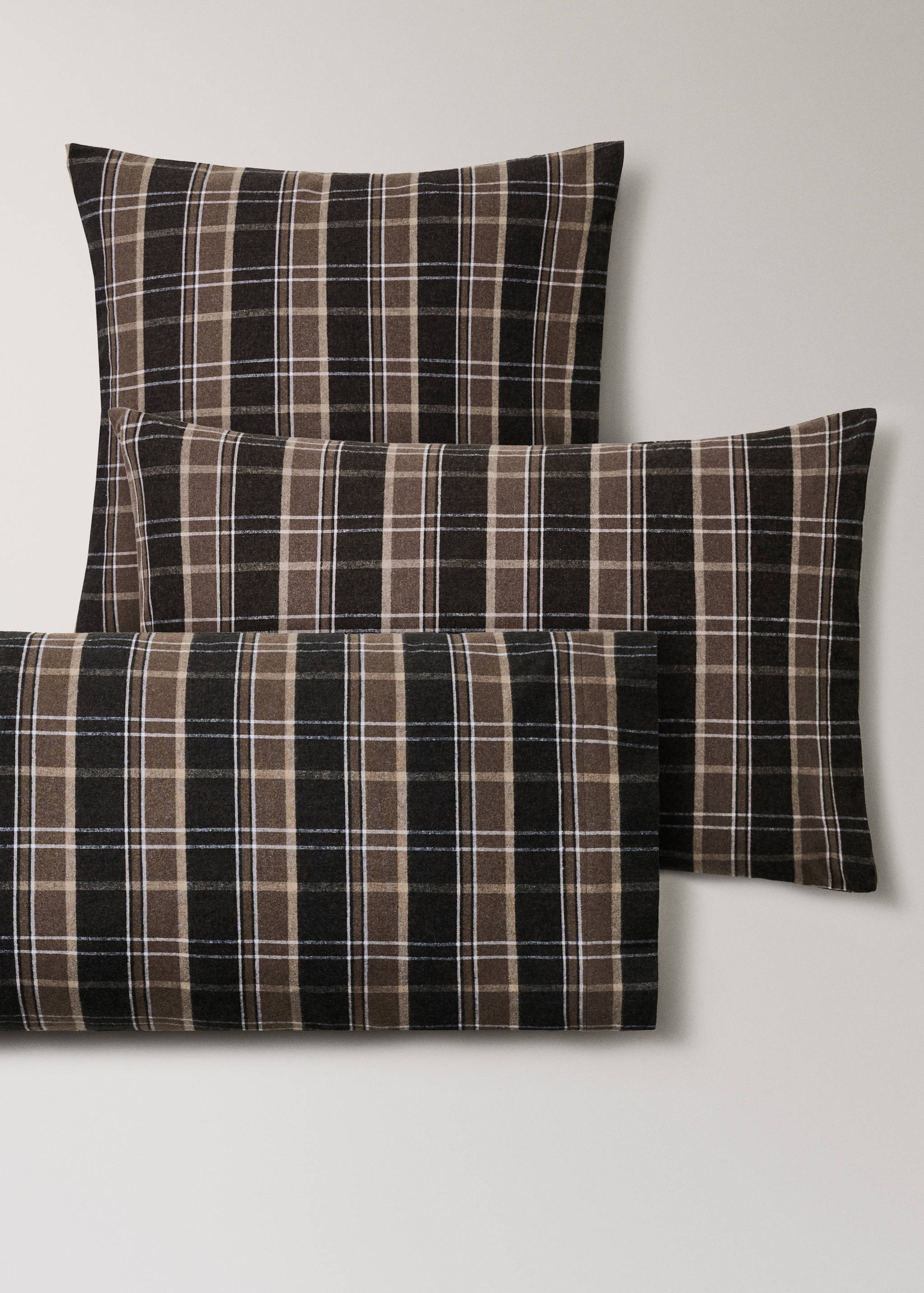 Flannel cotton melange-yarn pillowcase with check pattern 60x60 cm - Details of the article 4