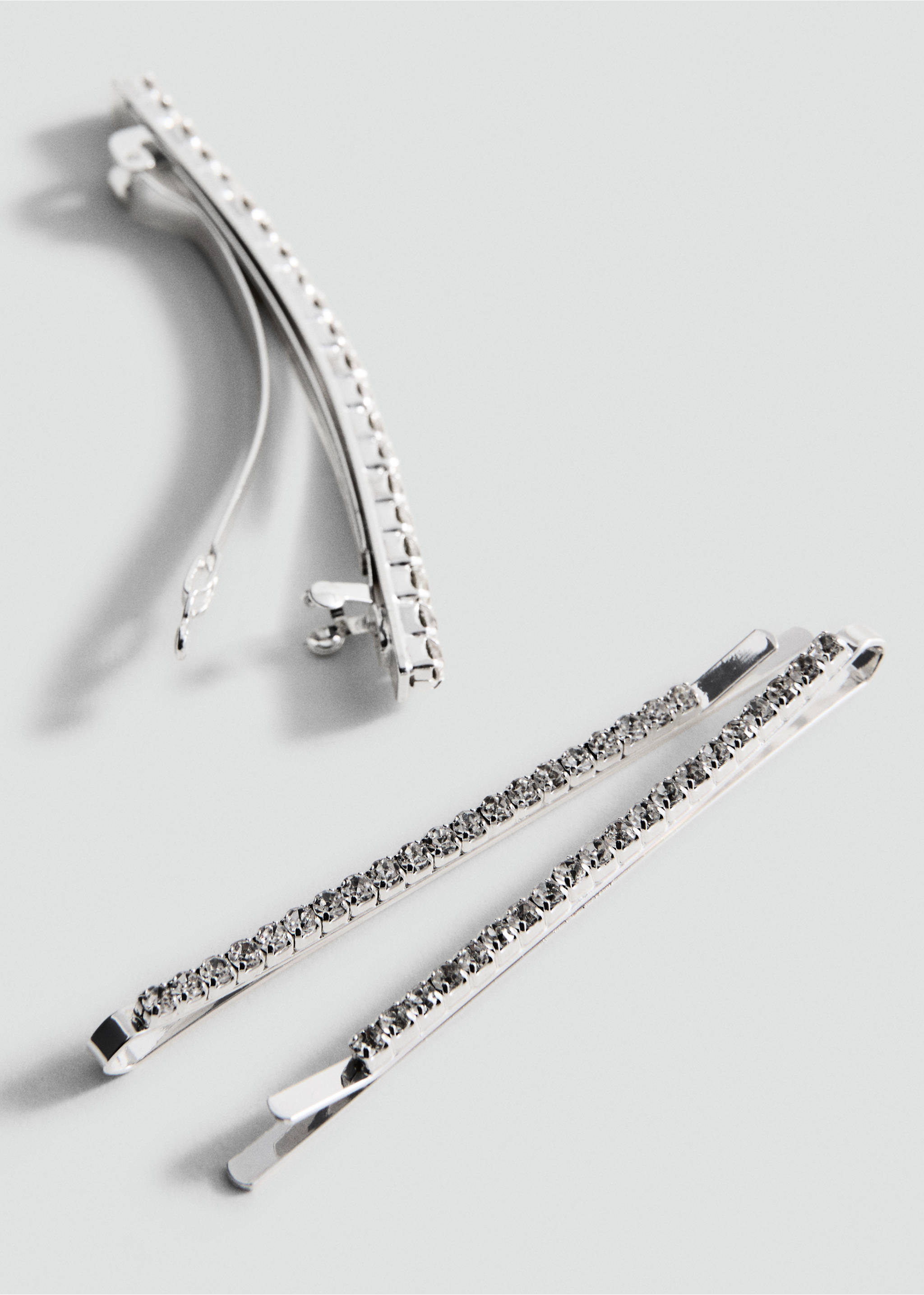 Lot de 2 barrettes à cheveux strass - Plan moyen, Argent. Ref: 17018294-00.