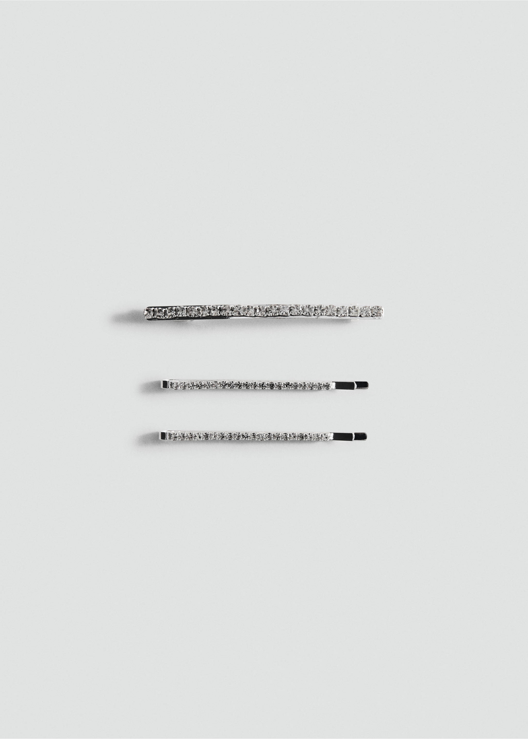 Pack of 2 crystal hair barrettes - Article without model, Silver. Ref: 17018294-00.