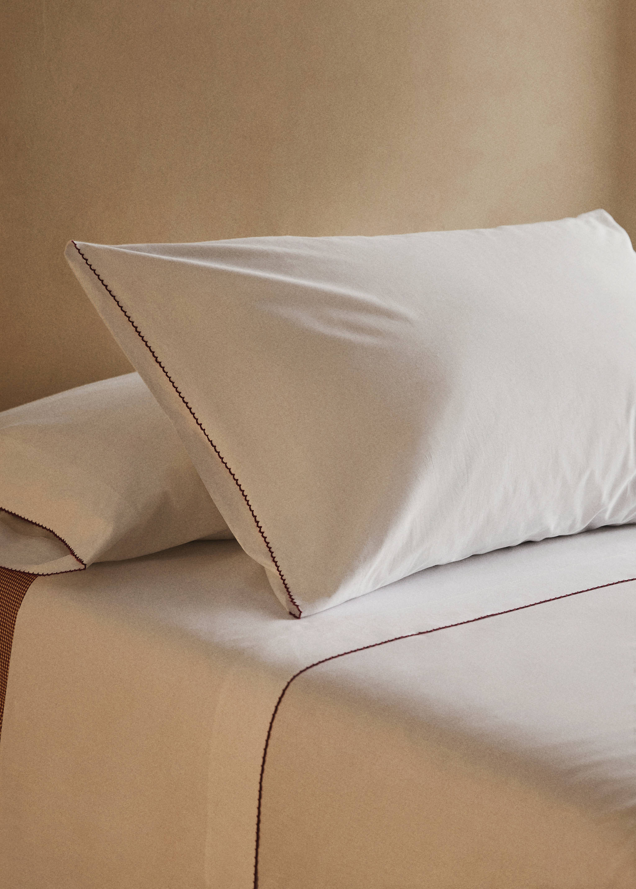 Percale cotton children's pillowcase with contrasting picot detail 50x75cm - General plane