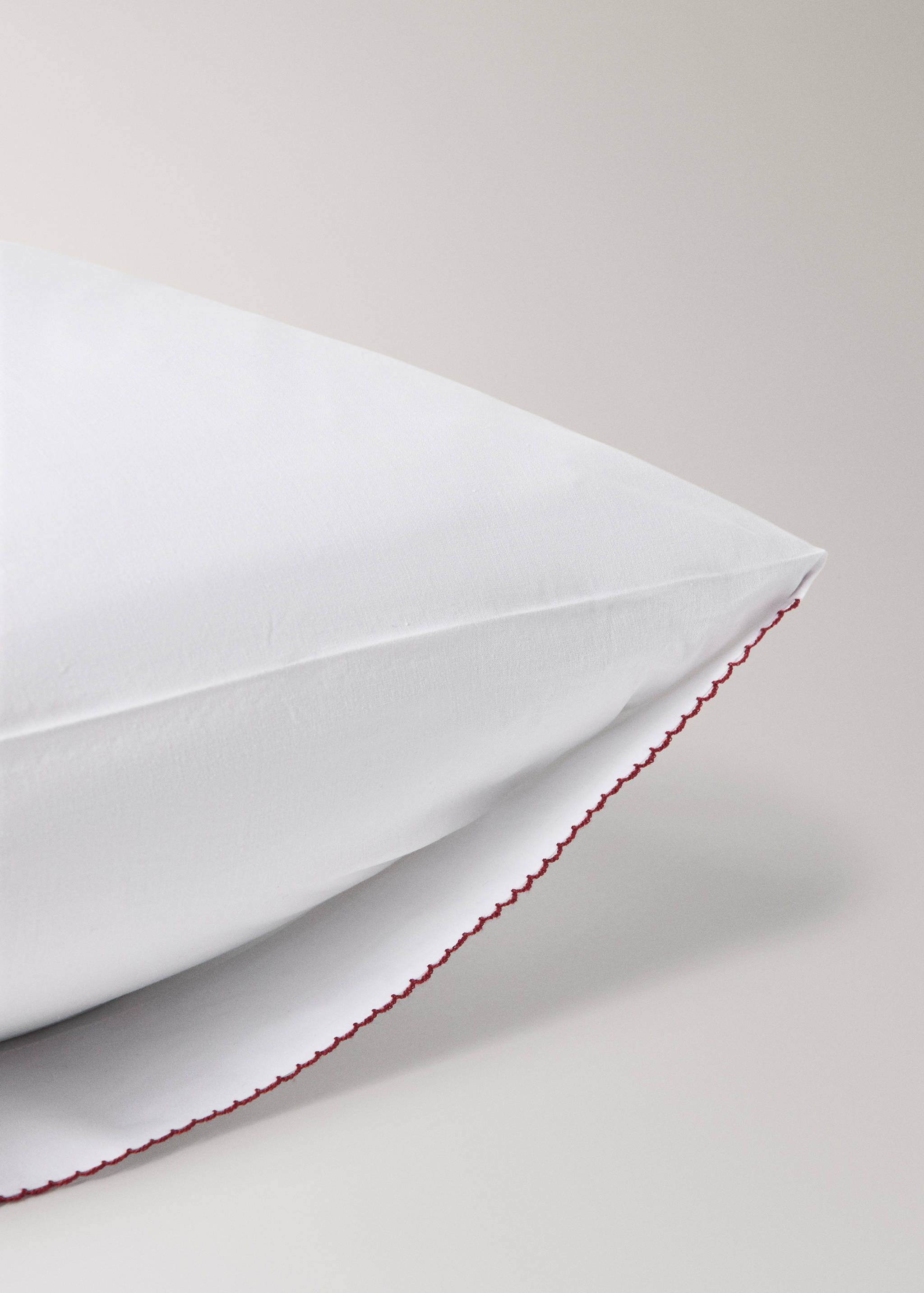 Percale cotton children's pillowcase with contrasting picot detail 50x75cm - Details of the article 1