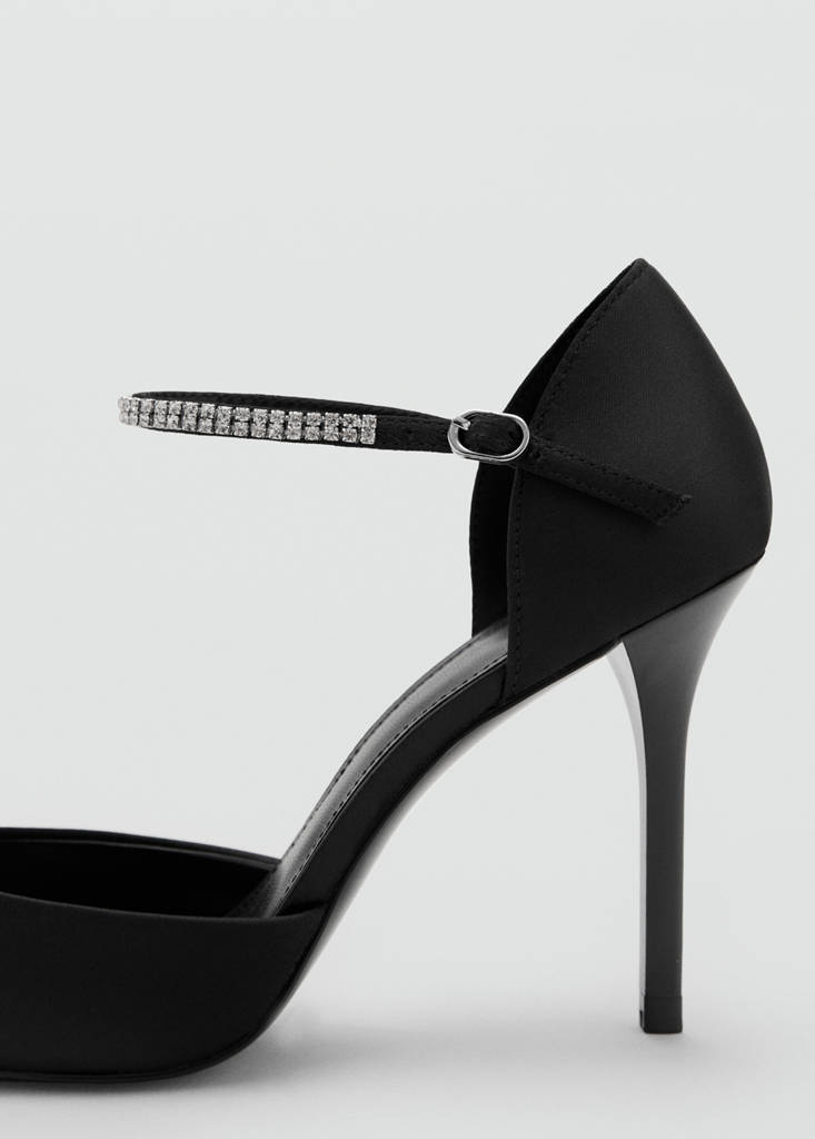 Strappy heeled shoes with rhinestones — Black