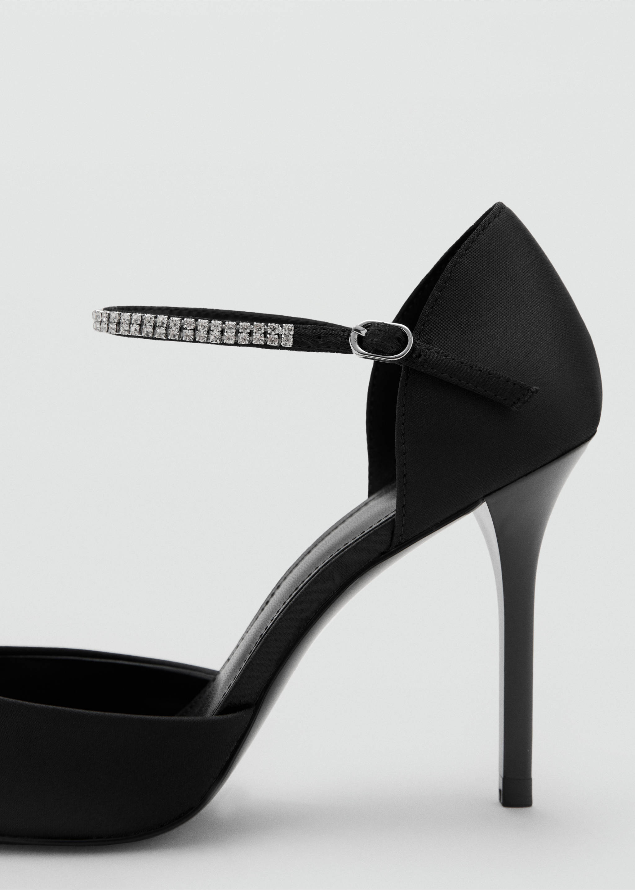 Strappy heeled shoes with rhinestones - Details of the article 1, Black. Ref: 17019101-00.