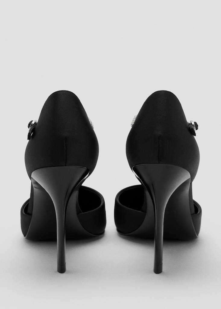 Strappy heeled shoes with rhinestones — Black