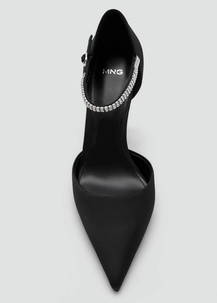 Strappy heeled shoes with rhinestones — Black