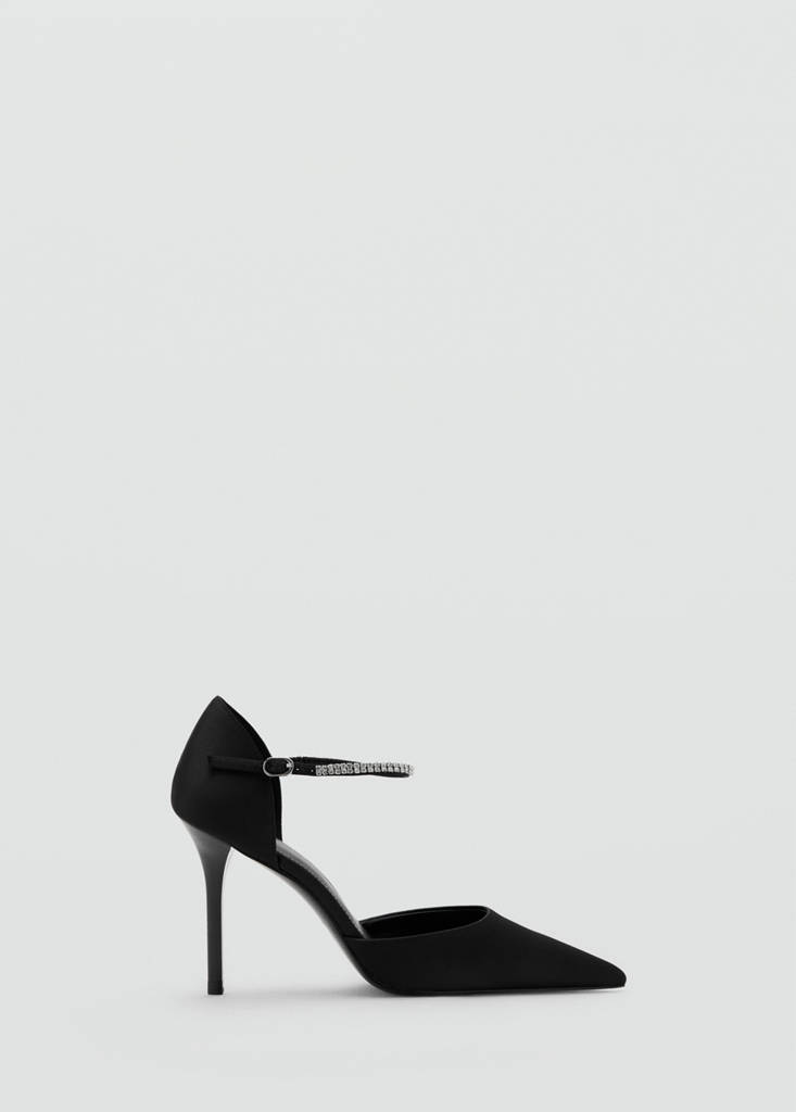 Strappy heeled shoes with rhinestones — Black