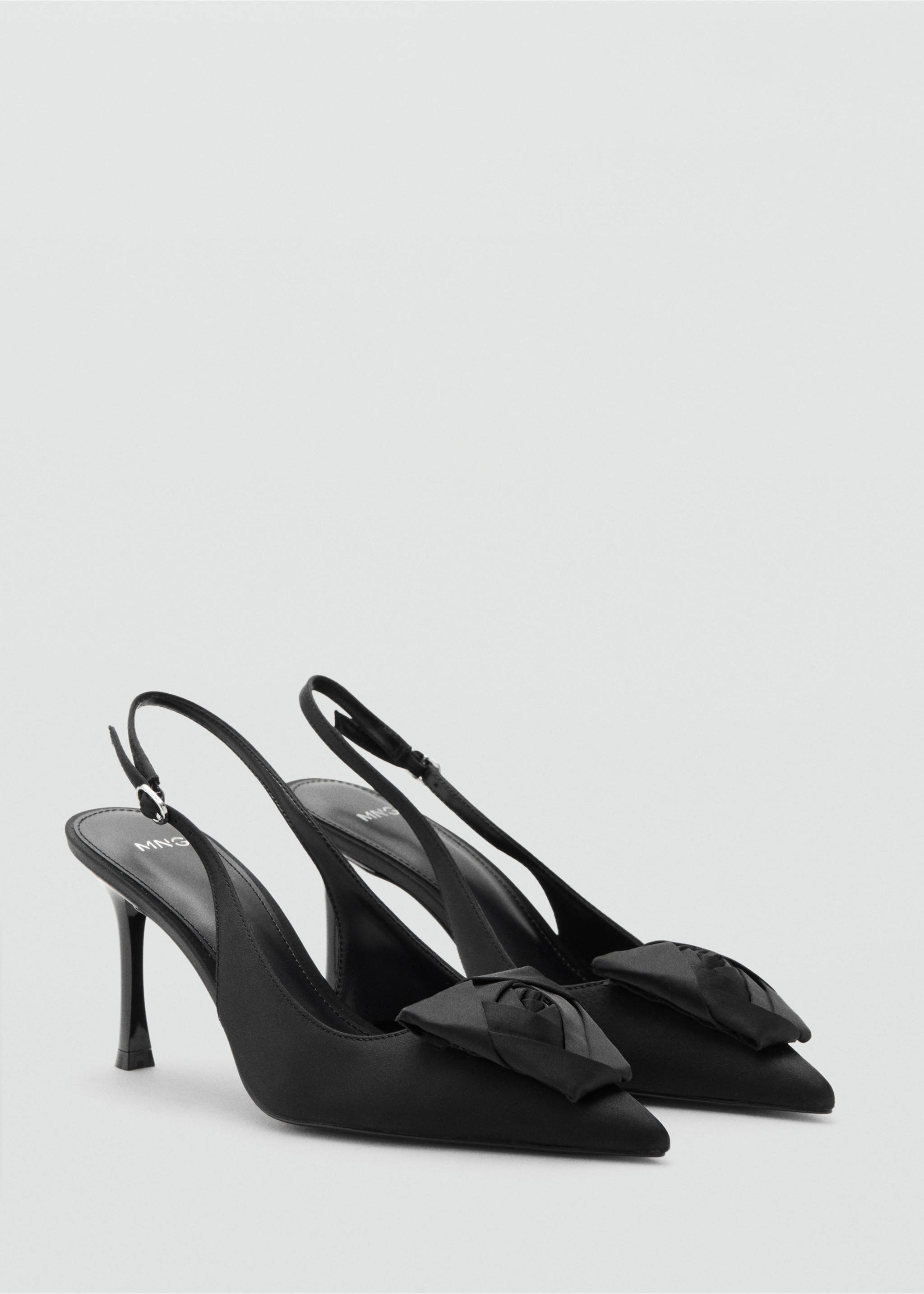 Satin floral shoes - Medium plane, Black. Ref: 17019102-00.