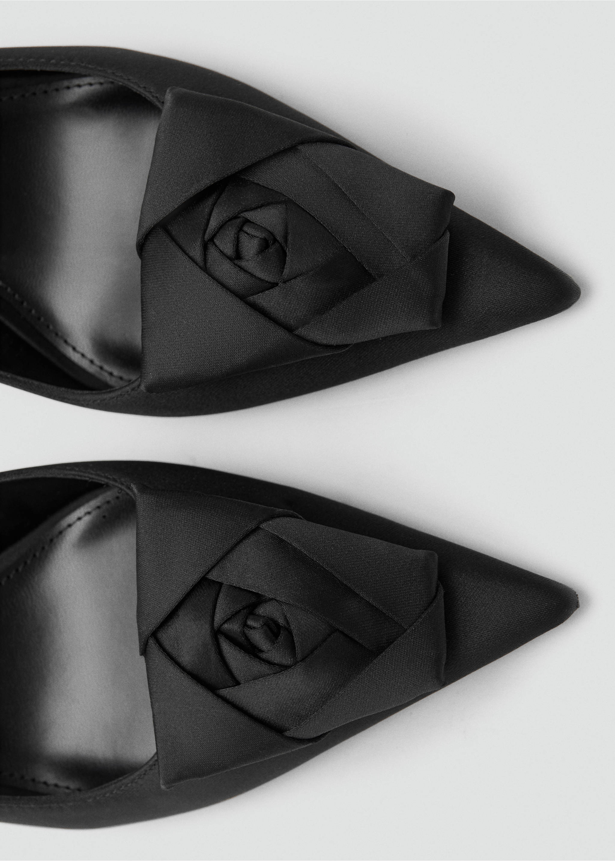 Satin floral shoes - Details of the article 2, Black. Ref: 17019102-00.