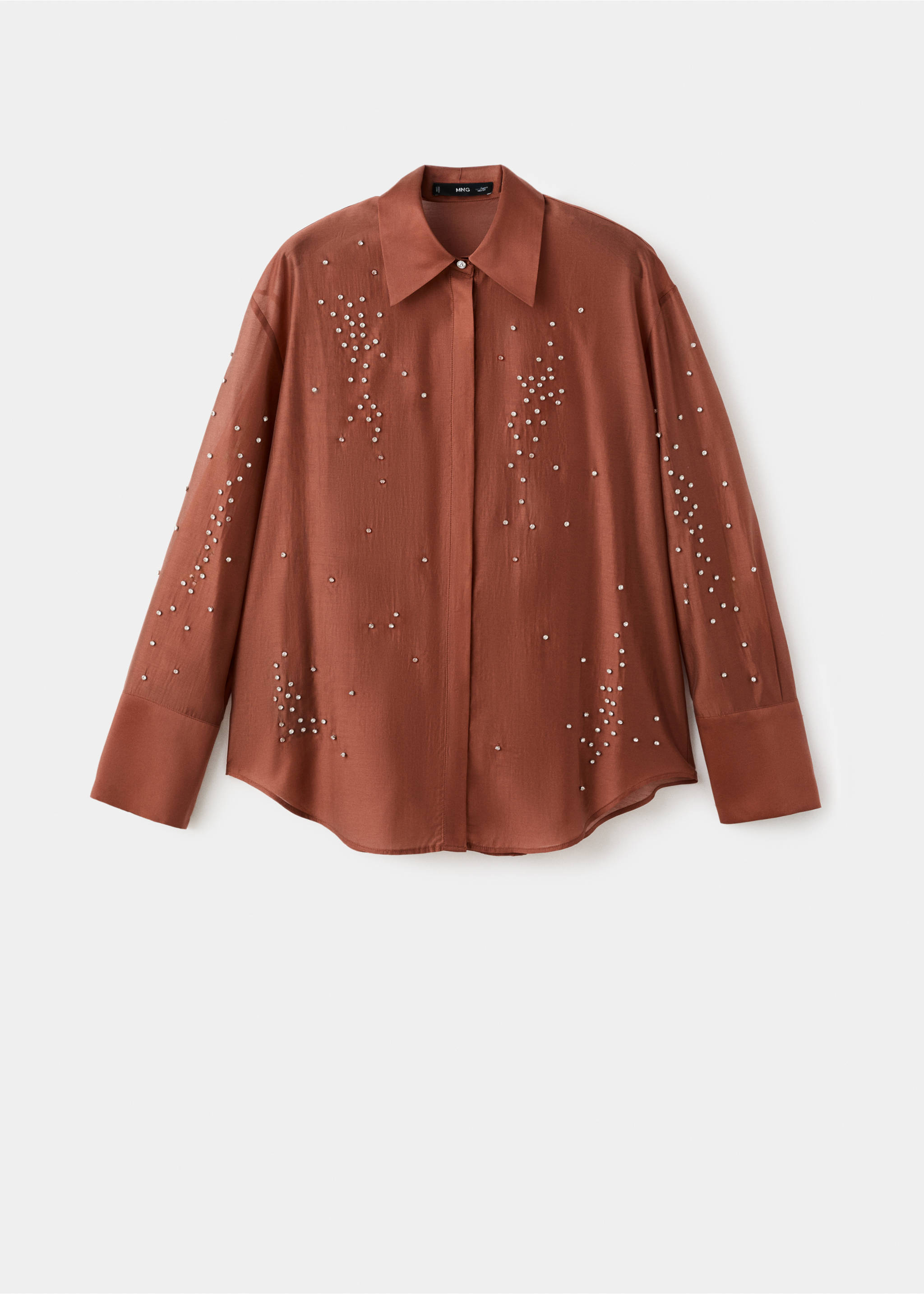 Lyocell shirt with rhinestones - Article without model, Russet. Ref: 17019108-00.