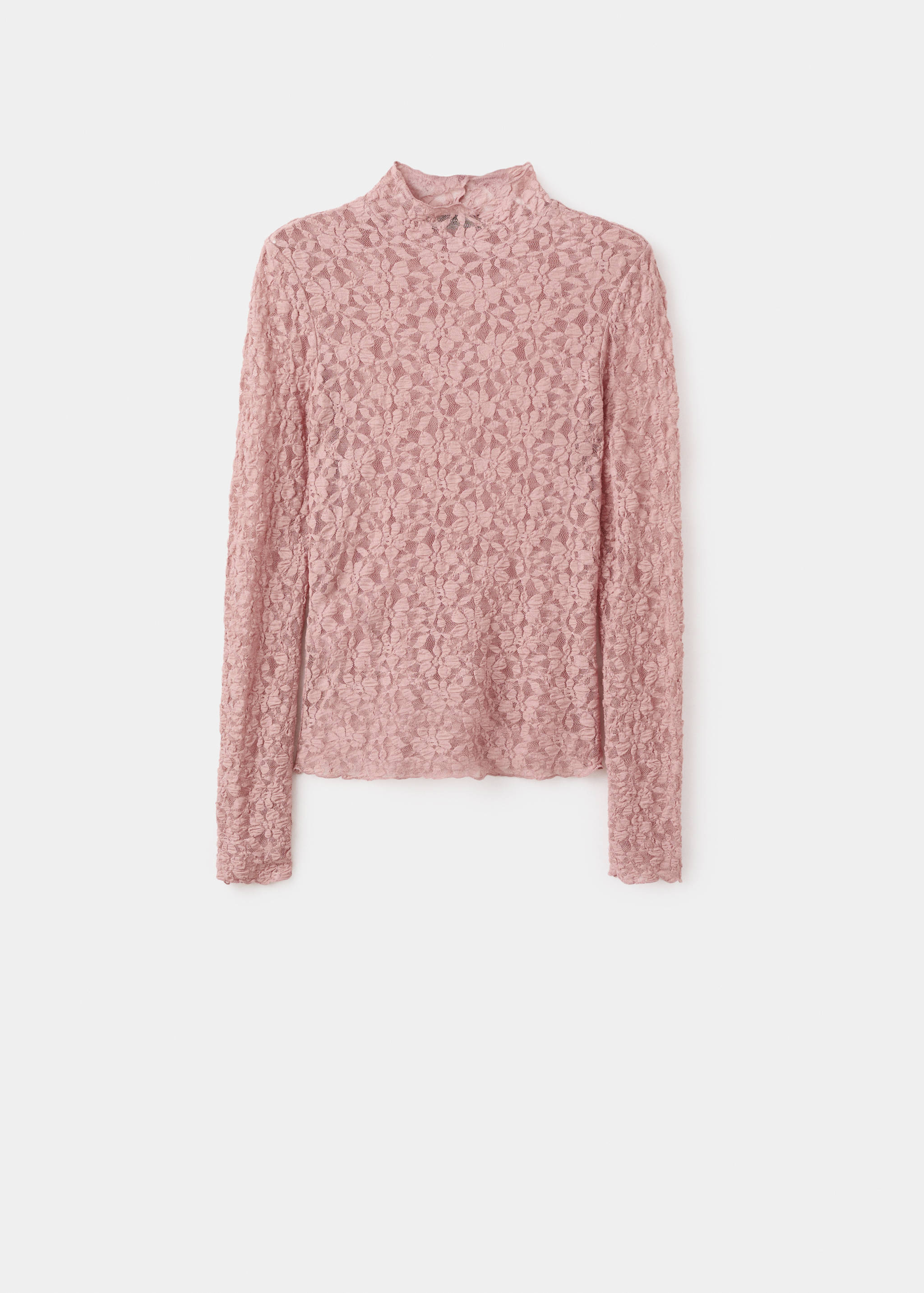 T-shirt de renda com gola perkins - Artigo sem modelo