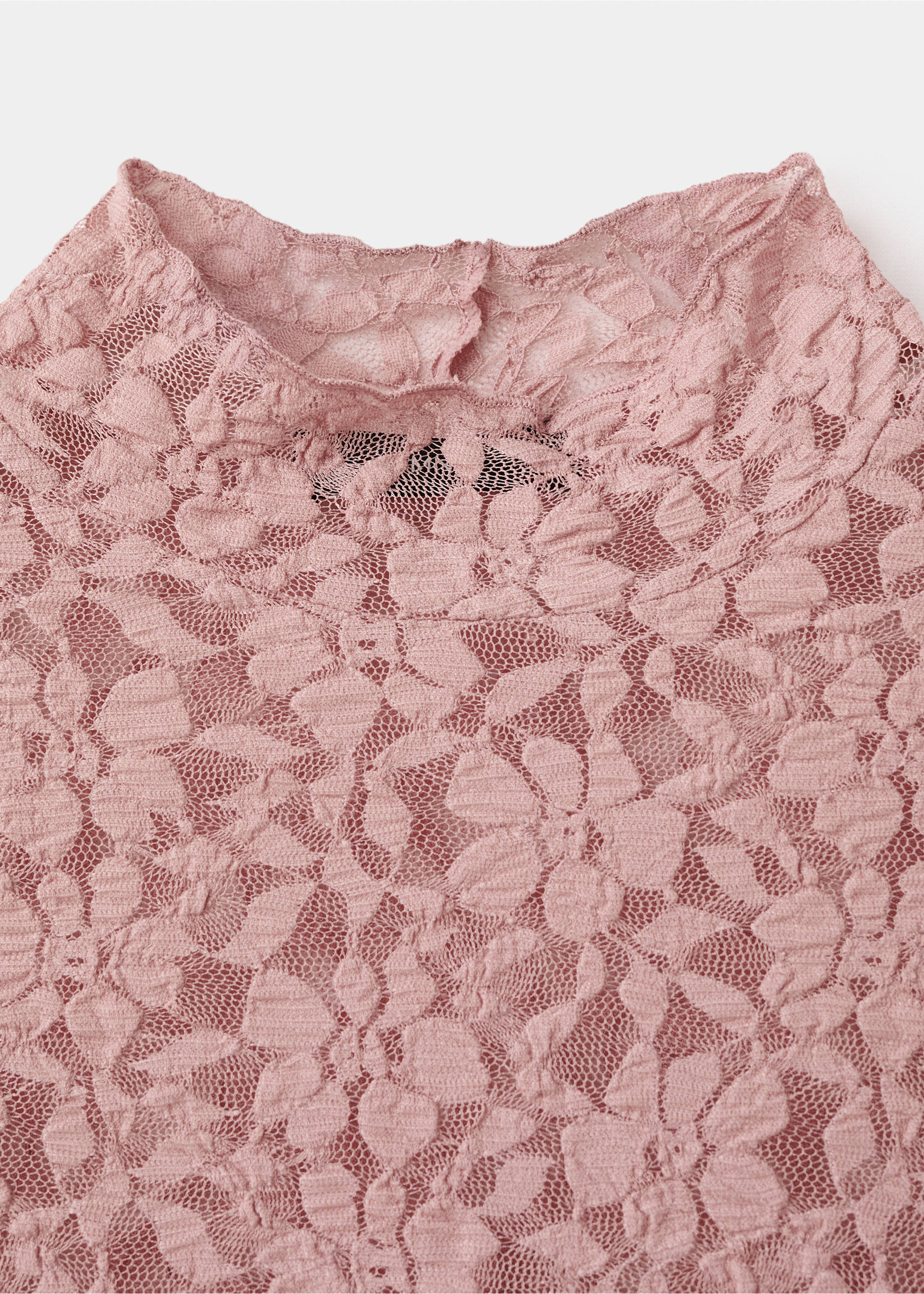 Lace t-shirt with perkins neck - Details of the article 8, Nude. Ref: 17019110-00.