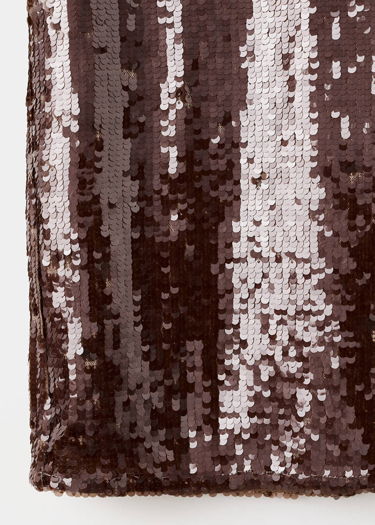 Sequin midi skirt — Medium Brown