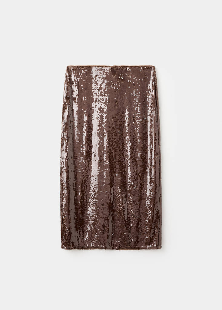 Sequin midi skirt — Medium Brown