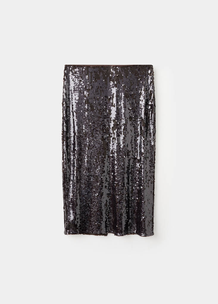 Sequin midi skirt — Brown
