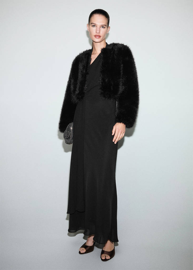 MANGO - Robe asymétrique foulard noir - M